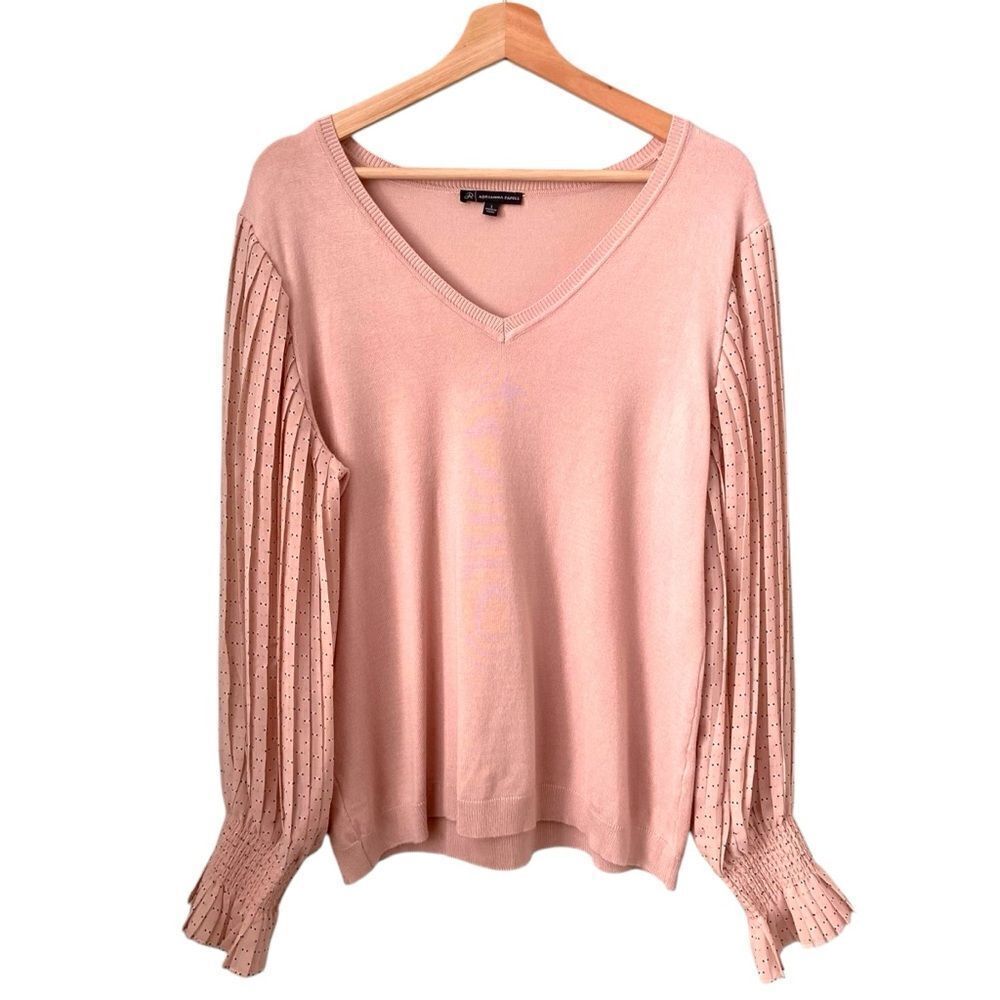 Adrianna Papell Wide Long Sleeve V-neck Blouse in Size Large